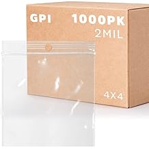 GPI - 4" x 4" - Case of 1000, 2 Mil thick, Clear Plastic Reclosable Zip Bags, Hang Hole For Display, Durable Poly Baggies with Resealable Zip Top Lock for Storage, Packaging & Shipping