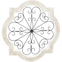 Deco 79 Wooden Scroll Home Wall Decor Wall Sculpture with Metal Scroll Work, Wall Art 22" x 1" x 22", White