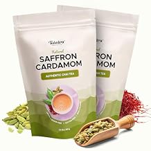 Teaniru Saffron Cardamom Chai - 3.5 oz (Pack of 2) | Premium Indian Tea Blend with Kashmiri Saffron, Cardamom & Marigold Petals | Aromatic Chai Tea Resealable Pouch| Serves upto 80 | Thanks Giving