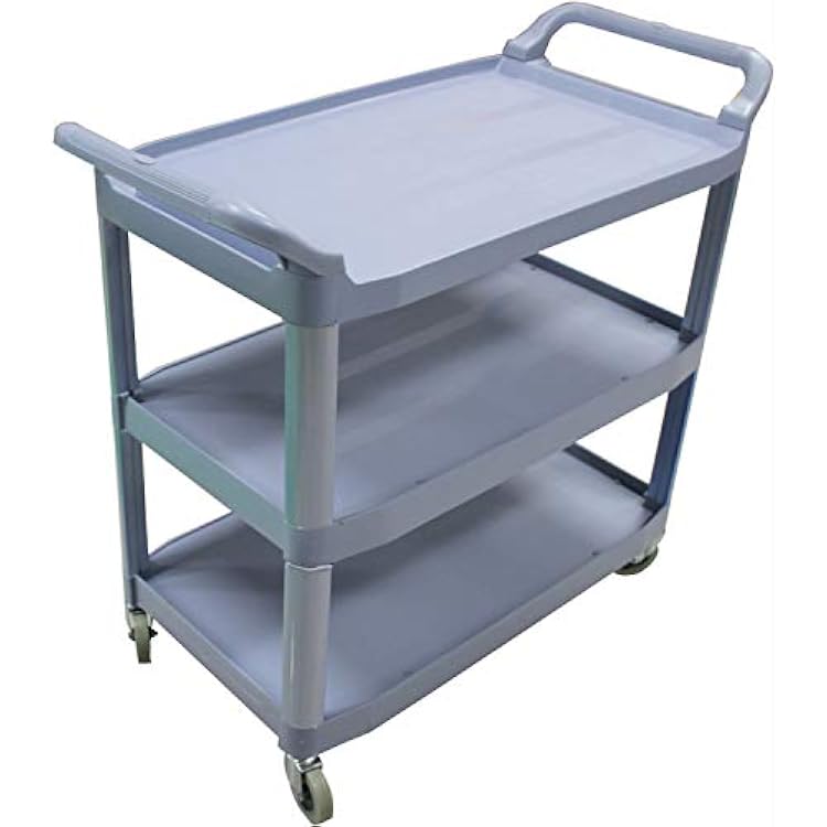 Impact 7006 Gray 3 Shelf Bussing Cart, 40 Length x 20 Width x 38 Height