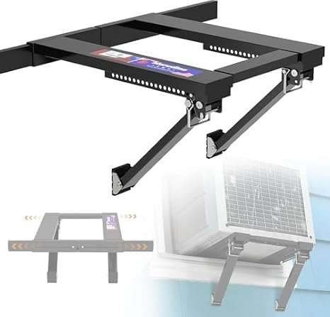 Marudina Upgraded No-Drill Window AC Bracket, Adjustable Window Air Conditioner Support for Single/Double Hung Windows, Heavy-Duty Holds 250lbs,Easy Installation, Rustproof Aluminum, Renter Friendly | Fits Single/Double Hung Windows, Quick Installation & Removal, Heavy-Duty AC Holder Bracket for 5000-24000 BTU Units