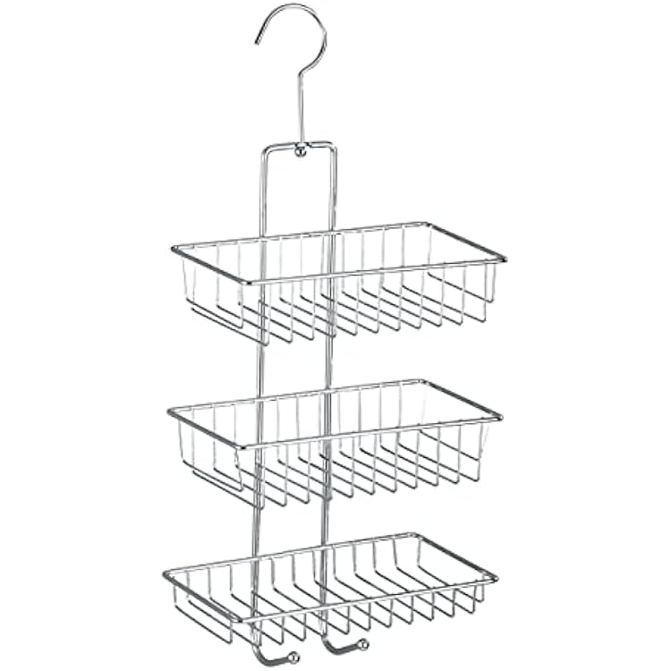 WENKO 15888100 Exclusive shower caddy Nivala shower rack with 3 shelves, 2 hooks, Metal Steel, 22 x 50 x 13.5 cm, Chrome