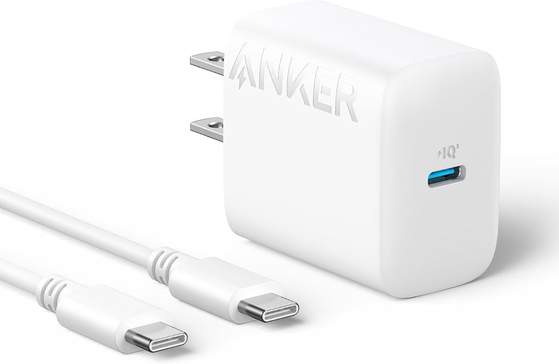 Anker Charger 20W with USB-C & USB-C Cable, White