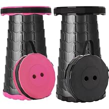 Doseno Upgraded Collapsible Stool, Lightweight But Sturdy, Portable Retractable Folding Telescoping Foldable Camping Stool for Adults Outdoor Fishing Hiking Travel BBQ