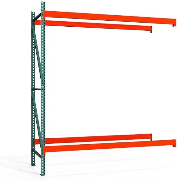 Shelving Inc. 36" d x 96" w x 120" h 2-Tier Teardrop Pallet Rack Add-On Unit, No Decking, 4" h Beams, Weight Capacity 4000lbs Per Level, Evenly Distributed