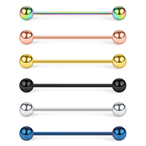 SCERRING 6PCS 16G Industrial Barbell Cartilage Earring Body Piercing Jewelry 28mm 32mm 35mm 38mm 40mm