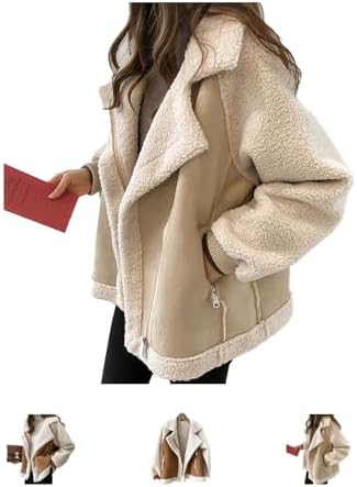 VIFOCUS Women's Winter Lapel Collar Faux Suede Coat