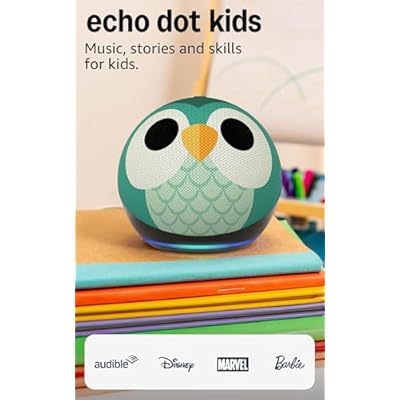 Amazon Echo Dot Kids (newest model), Smart speaker to enjoy age-appropriate audiobooks, interactive games and Alexa+ experiences to create and learn, Owl design