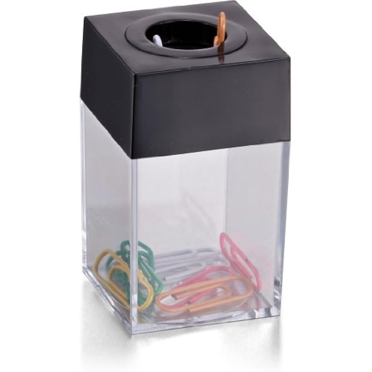 Officemate Small Clip Dispenser with Magnetic Top, ClearBlack 93687