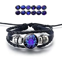manifestation bracelet, Handmade adjustable leather bracelet, twelve constellation series bracelets for men and women as gifts