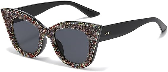 Rhinestone Bling Crystal Round Sunglasses UV protection Punk Rivet Eyewear