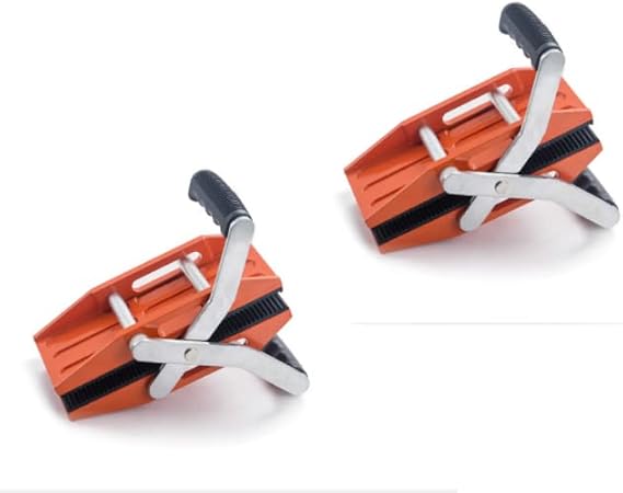 2PCS Double Handed Stone Carrying Clamps Stone Panel Carriers Granite Handing Tools Lifing Tools for Granite Stone Quartz Worktops Slabs Marble with Rubber-lined(0.2-2in) 440lbs Loaded (Orange)