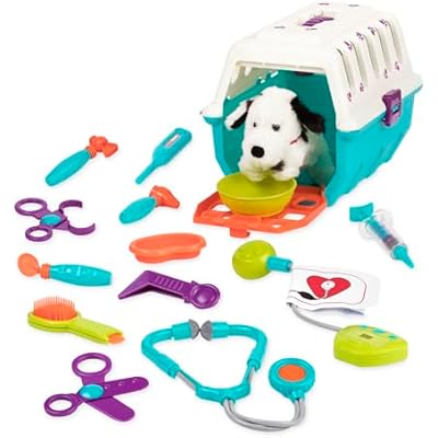 Battat Veterinarian Toy Set with Plush Dalmatian Puppy & Carrier Complete 15 Pieces Kids Pretend Play Medical Kit with Stethoscope & Tools Educational ToddlerToys for Ages 2 4 Years