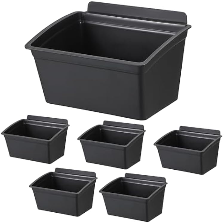 Sumnacon Slatwall Bins 6 Pcs Slatwall Organizer for Garage Plastic Slatwall Storage Bins for Storing Garage Accessories Multiple Stackable Slatwall Tool Organizer for Workshops,Retail Store,Black