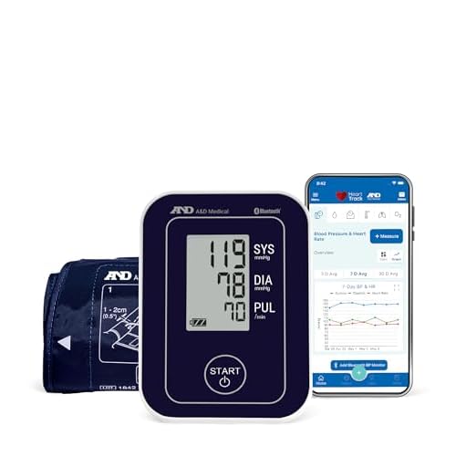 A&D Medical Bluetooth Blood Pressure Monitor for Home Use, UA-651BLE Upper Arm Precise BP Machine Wide Range Cuff 8.6  22-42cm, App is iOS & Android Compatible, AA Batteries