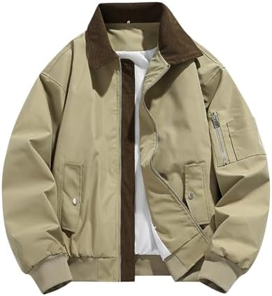 Mens Bomber Jacket Lightweight - Windbreaker Cargo Jackets Casual Softshell Flight Fashion Winter Fall Coat with Pocket