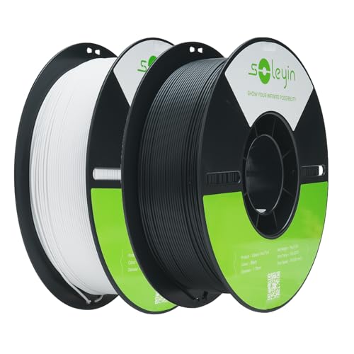 Cregrant3D Soleyin Filament 1.75mm Ultra PLA Filament for 3D Printing High Speed 30-300mms Accuracy - 0.02mm, 2.2lbs, Fit Most FDM 3D Printer, Soleyin by Creality Filament Black and White