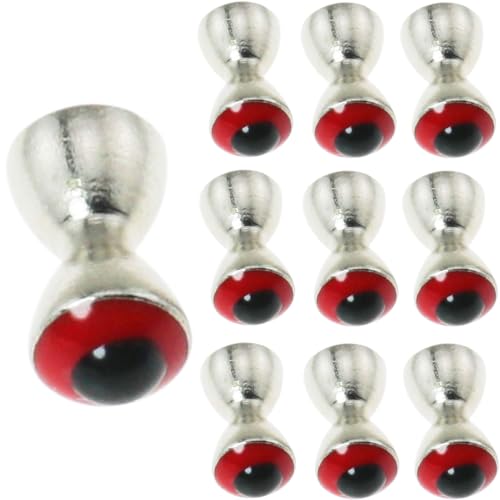 DGZZI 10PCS Dumbbell Eye Fly Tying Red Materials Barbell Eyes Egret Fly Dumbbell Eyes