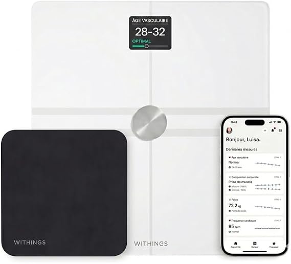 Withings Body Comp Smart Scale + Cleaning Kit - Complete Body Analysis, Visceral Fat, Vascular Age, Wi-Fi & Bluetooth, Color Screen