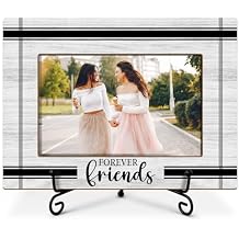 Friends Photo Frame - Forever Friends, Friendship Gifts for Women & Men, 4x6 Wooden Horizontal Frame With Stand