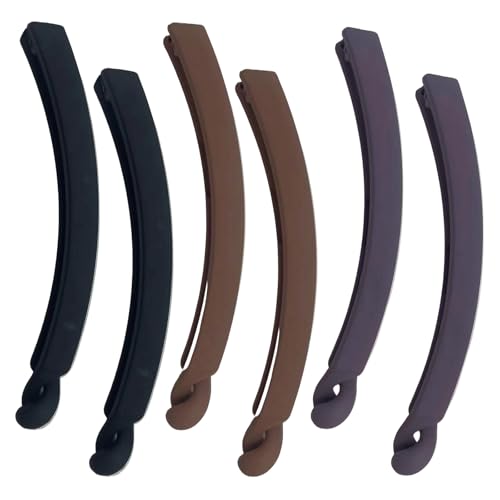 6PCS Bannana Clips for Hair, Matte Banana Clips, Strong Setting, Non-slip, Suitable for Women, Girls, Thick and Thin Hair Black, Brown, Light Purple