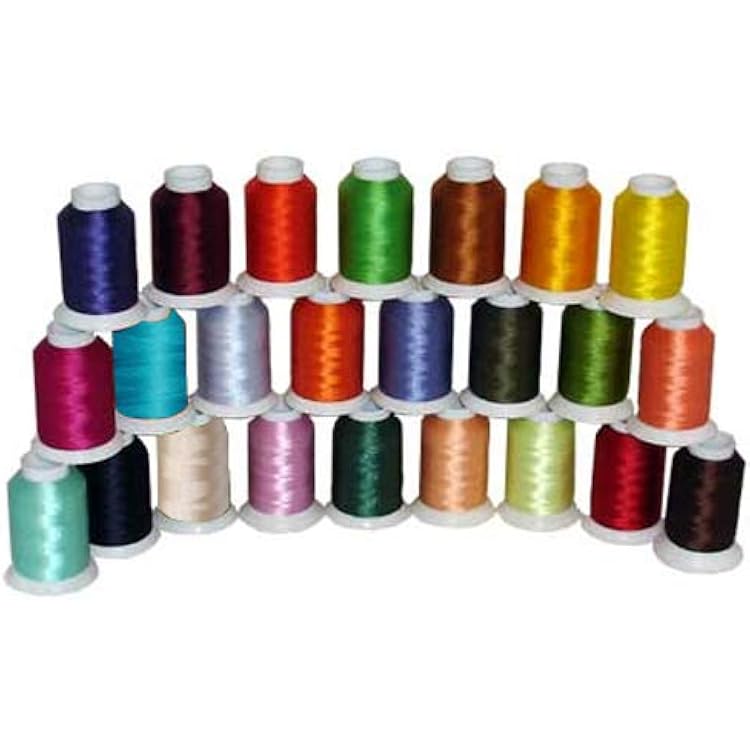 24-Cone Polyester Bobbin Machine Embroidery Thread Kit - 24 Colors - 1100 Yards - 60wt- ThreaDelighT
