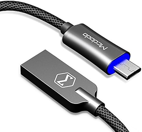 Micro USB Smart LED Auto Disconnect Quick Charge Data 3.2FT/1M Cable Android QC 3.0 for Samsung Galaxy S7/S7 Edge, Nexus, LG, Motorola, and More by Mcdodo (Sky Blue)
