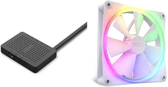 NZXT RGB & Fan Controller - Black & F140 RGB Fans - RF-R14SF-W1 - Advanced RGB Lighting Customization - Whisper Quiet Cooling - Single (RGB Fan & Controller Required & NOT Included) - White