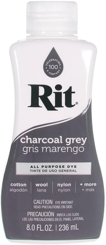 Rit Dye Liquid Wide Selection of Colors 8 Oz. (Charcoal Grey)