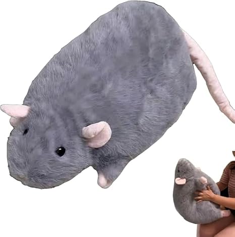 Extra Thicc Fat Rat Plush Toy - Super Soft Chubby Grey Mouse Plushie, Cute Cozy Huggable Animal Pillow for Kids, Teens & Adults, (Gray,35CM)