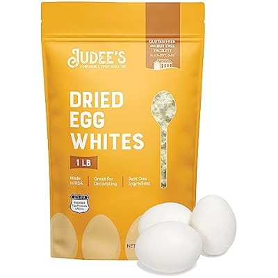 Judees Gluten Free Dried Egg White Protein Powder - Pasteurized & Gluten-Free with Dried Egg Whites - Nut-Free - Just One Ingredient - Made in USA - 1 lb Pouch