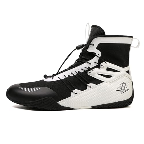 Mens Boxing Shoes Lightweight High-Top Training Shoes with Drawstring Supportive Gym Footwear for Fighters LS508