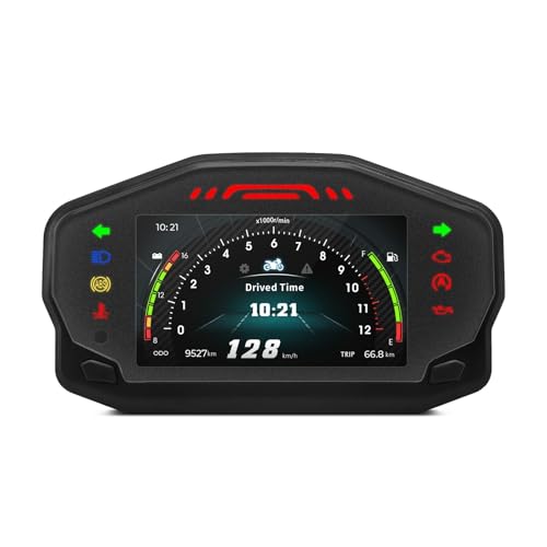Gauge Odometer Universal Motorcycle Dashboard Tachometer Digital 12000rpm Tachometer Trip Motor Vehicle for 2-4 Cylinders Odometer