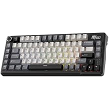 RK ROYAL KLUDGE L75 Gasket Mount Mechanical Keyboard w/Knob/Macro Keys & Touchable Nameplate, Tri-Mode 75% TKL Wireless Keyboard BT/2.4G/USB-C, Hot Swappable, Pro Software, Massive 8000mAh Battery