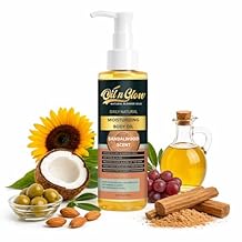 Pure Natural Hydrating Body Oil After Shower With Coconut, Jojoba, Olive & Almond Non-Greasy Moisturizing Oil For Women & Men Dry Skin 5.07 fl oz/150ml-Sandalwood Scent