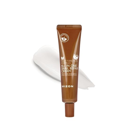 MIZON All-in-One Snail Repair Cream Korean Face Moisturizer with Snail Mucin & 12 Natural Extracts Hydrating & Nourishing Cream for Fine Lines, Wrinkles & Blemish Care | Travel Size(1.18 Fl Oz)