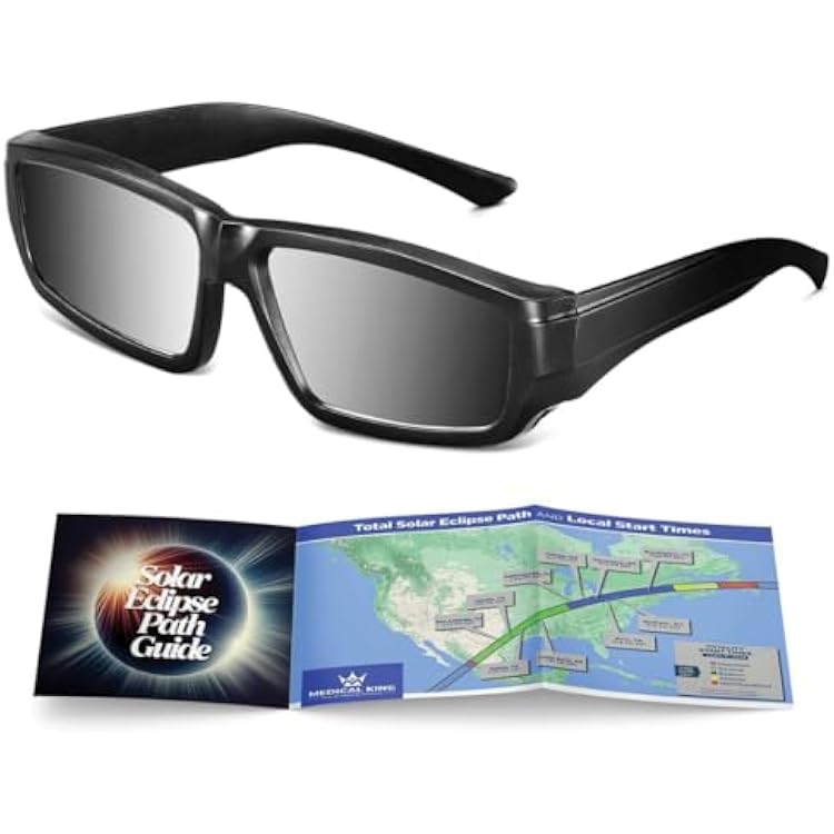 Medical king Solar Eclipse Glasses Approved 2024 1 pack CE and ISO Certified Safe Shades for Direct Sun Viewing  Bonus Eclipse Guide With Map