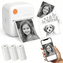 This is a printer that can print stickers (Includes thermal paper, does not include stickers, you can buy and replace them yourself)! Mini Bluetooth Thermal Printer for iPhone & Android,(White)