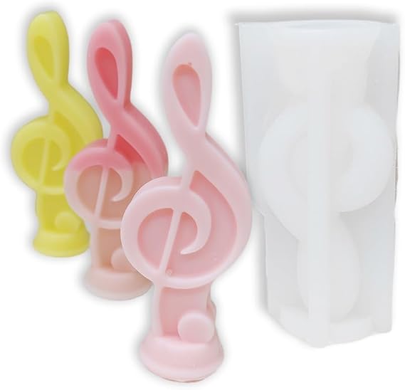 Cestony 3D Music Notation Shape Candle Silicone Molds for Making Candle Resin Pillar Aromatherapy Candles Wax Flower Specimen Clay Craft (D)