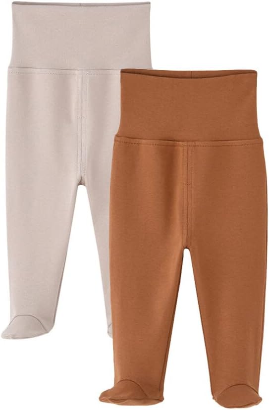 HAOLUKI Newborn Infant Baby Boys Girls Soft Cotton High Waist Footed Pants Casual Leggings with Feet