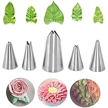 Leaf Piping Tips, Xafissy 5PCS Stainless Steel Piping Tips Piping Nozzles Set Cake Decorating Tips Icing Piping Nozzles Set for DIY Fondant Pastry Baking