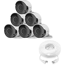 Wisenet SDC-89445BF/89447BF 5MP CCTV Surveillance Weatherproof Bullet Security Camera 82ft IR Distance Plastic Housing 3.6mm Lens 104 Wide Angle (Six Pack)