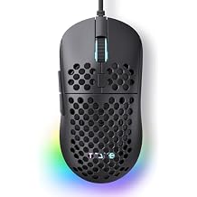 TMKB Falcon M1SE Ultralight Honeycomb Gaming Mouse, High-Precision 12800DPI Optical Sensor, 6 Programmable Buttons, Customizable RGB, Drag-Free Paracord, Ergonomic, Wired - Matte White