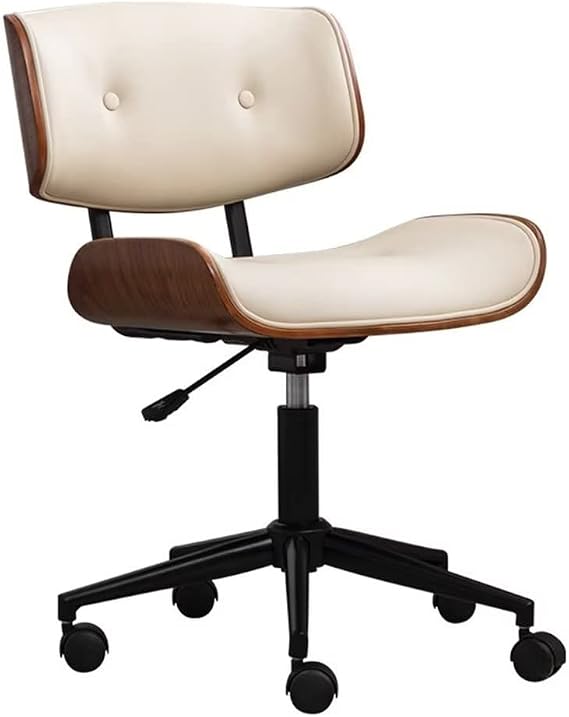 Home Office Chair Desk Chair with Wheels,Comfortable Soft Seat Office Chair,upholstered armless Office Chair,Swivel Modern Mid-Back Computer Chair, Adjustable Seat Height,White