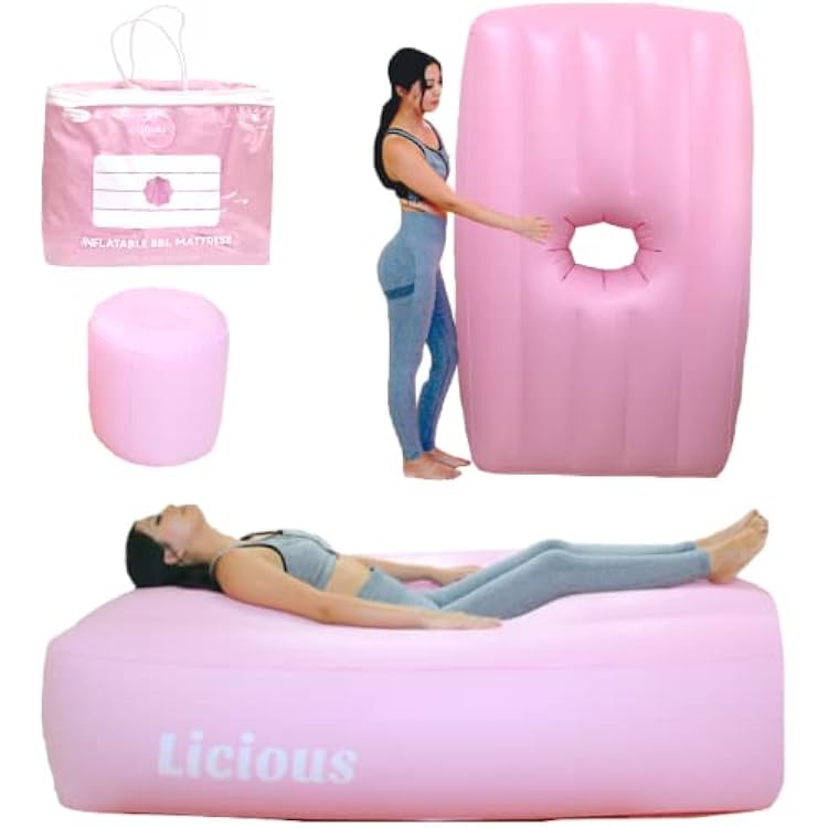 Licious BBL Bed Mattress Inflatable with Hole for Sleeping After Butt Surgery Recovery - Sleep, sit, and Float on Pink Booty Pillow Bean Bag Body Sofa - Early Stage Soft Matress Small Hole
