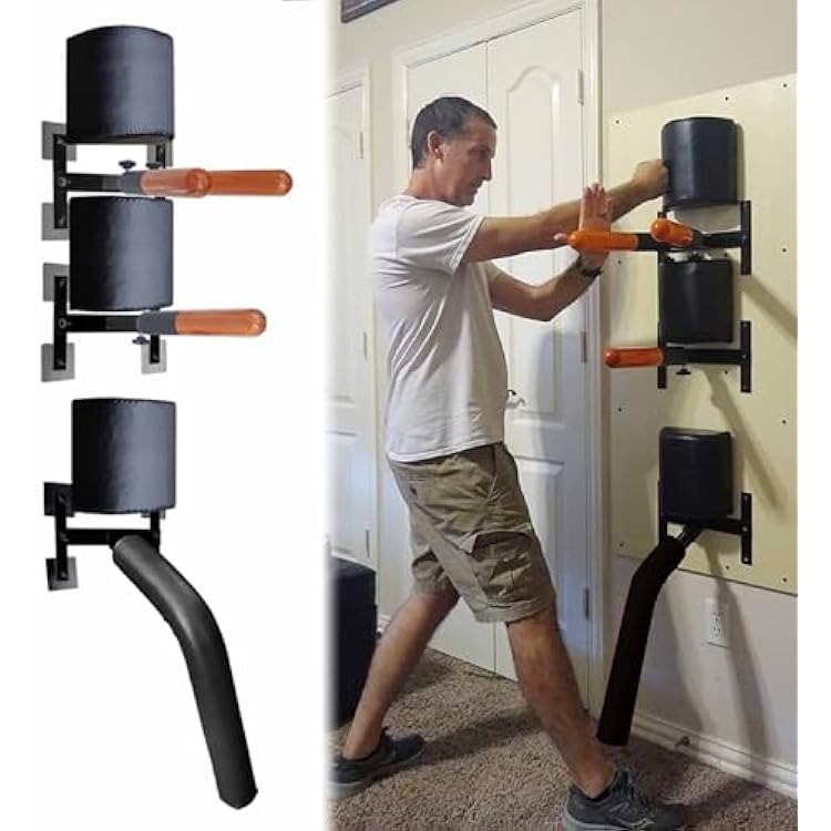 ZIMGOD Wing Chun Dummy Wall Wing Chun Man Pile Equipment, Martial Arts Training Dummies with Wooden Spring Arm, Indoor Home Kung Fu Trainer Tools, Tai Chi Practice Device