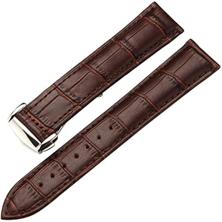 Genuine Leather Watch Strap for Omega Watch Seamaster Wristband 19mm 20mm 22mm Deployant Clasp Black Brown Watchband Bracelet Color : 10mm Gold Clasp, Size : 18mm