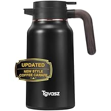 Thermal Coffee Carafe 70 oz - 12 Hour Hot Stainless Steel Thermal Carafes for Hot Liquids-Insulated Coffee Carafes For Keeping Hot/Cold Coffee, Tea, Water,Milk, Creamer Dispenser for Coffee Bar(Black)