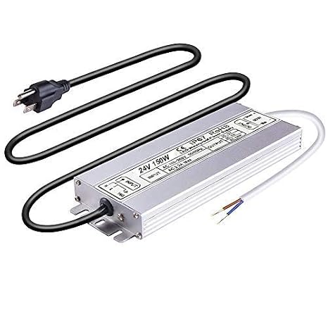 24V 150W LED Driver,Waterproof IP67 LED Power Supply Low Voltage Transformer Adapter,100V-260V AC to 24V DC Output for Any 24VDC LED Lighting