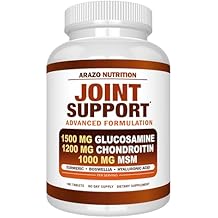 Arazo Nutrition Glucosamine Chondroitin Turmeric Msm Boswellia - Joint Support Supplement for Relief for Bones, Back, Knees, Hands (180 Tablets)